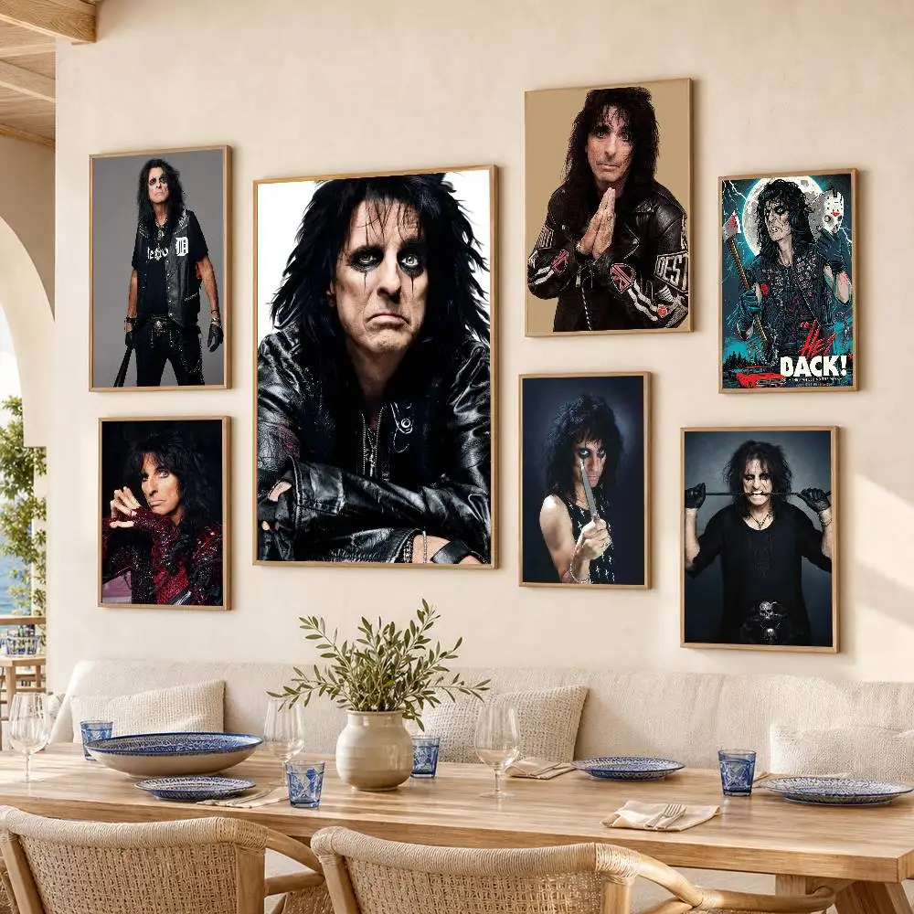 A-Alice Cooper  Poster Self-adhesive Art Waterproof Paper Sticker Coffee House Bar Room Wall Decor