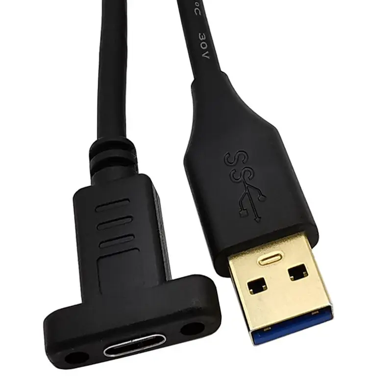 Câble de Connexion USB 3.1 Plaqué Or, 5Gbps, pour Données Rapides, Type C, Femelle, avec Oreille