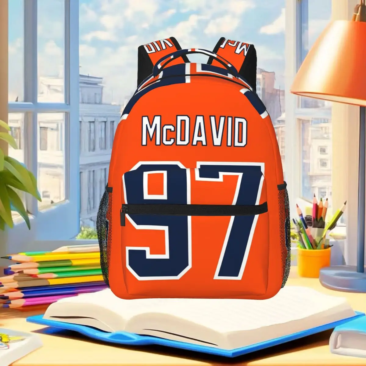 Connor McDavid 97 For Edmonton Oilers Fans Backpack Student Boys Girls BookBag School Bag Laptop Shoulder Bags for Men Women