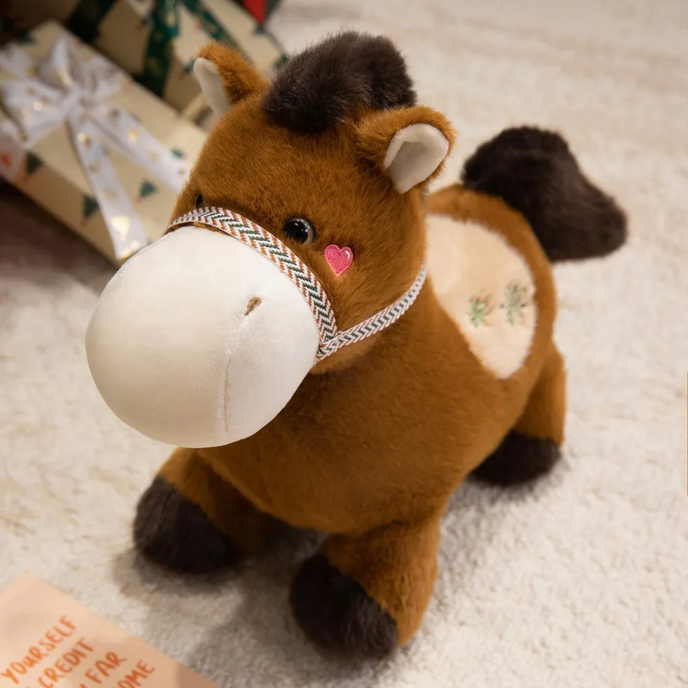 

Plushie Horse Simulation Standing Foal Saddle Mane Pony Fluffy Tail 20/30/40cm Cartoon Horse Stuffed Children