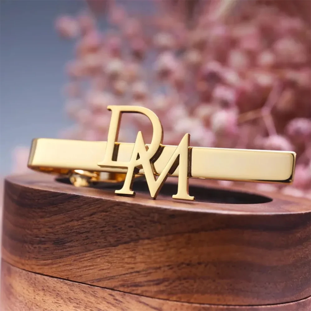 Customized First Letter Tie Clip Personalized Business Men's Suit Tie Clip Bridal Groom Accessories Father's Day Gift