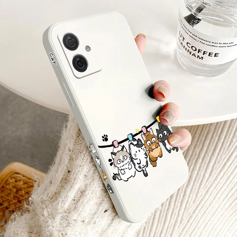 G54 Naughty Cat Silicone Phone Case For Motorola Moto G54 G53 G72 G84 G34 G22 G24 G14 G52 G50 G42 G100 G9 G9Plus G8Play G8 Cover