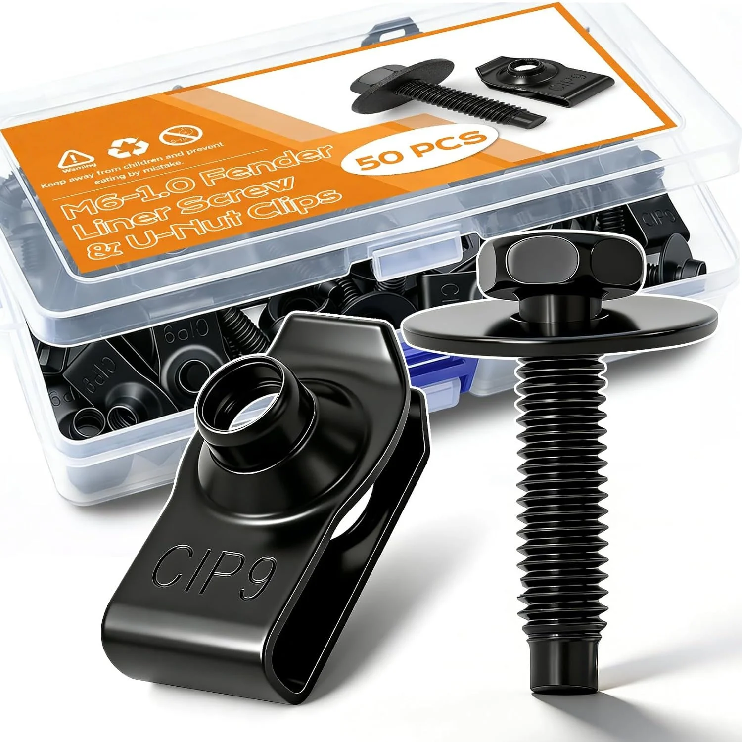 Car Body Bolts U-nut Clips Fastener Metal Bolts Screw Bumper Fender Retainer Fastener Rivet Clips M6 Engine Cover