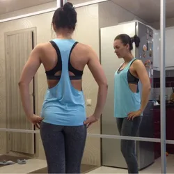 Women Gym Sleeveless Racerback Yoga Tank Top Women's Quick Dry Running Training Sports Vest Fitness Gym Top Workout Yoga Shirts