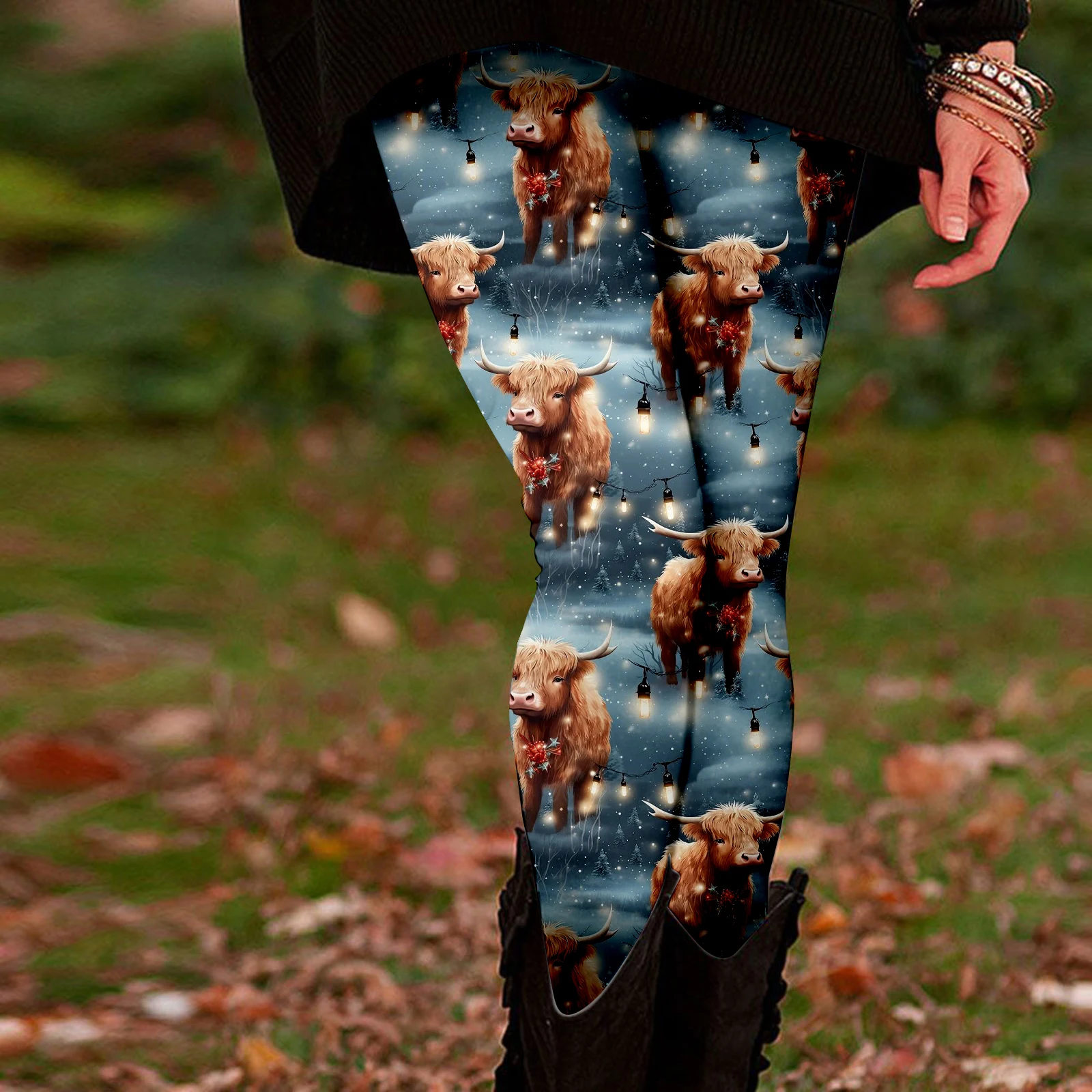 Leggings da donna con stampa di alci natalizi taglie forti: grafica natalizia e renne, vestibilità elastica, lavabili in lavatrice, casual per tutte le stagioni