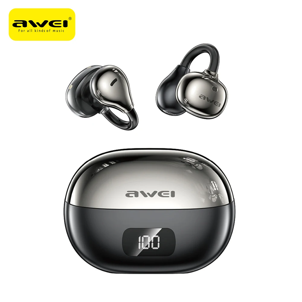 Awei TZ50 Air Conduction Ear Clip Wireless Earphones Bluetooth 5.4 Open-Ear Headphones Clip-On Sports Earbuds IPX6 Waterproof