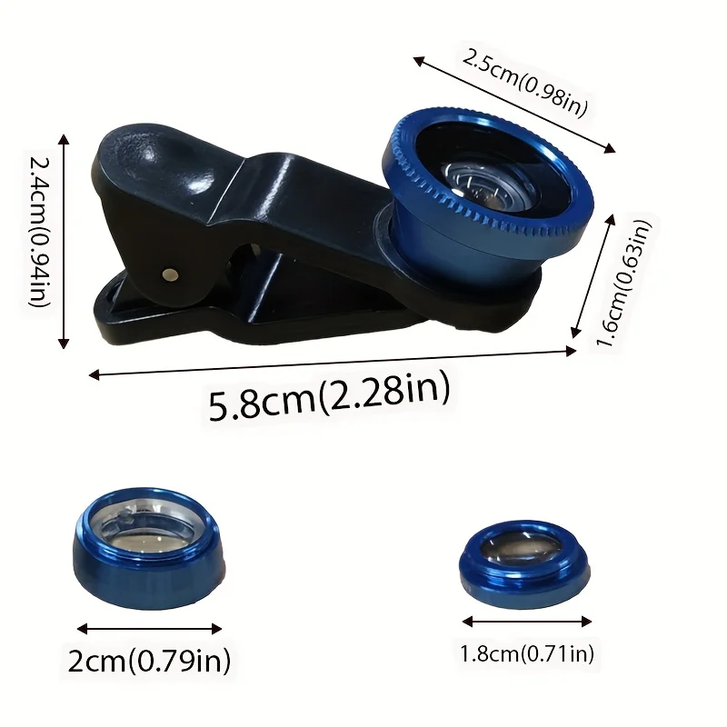 1pc Fisheye Macro Phone External Lens, Fisheye Lens Macro Lens Wide Angle Lens Three-in-one, Interesting Camera