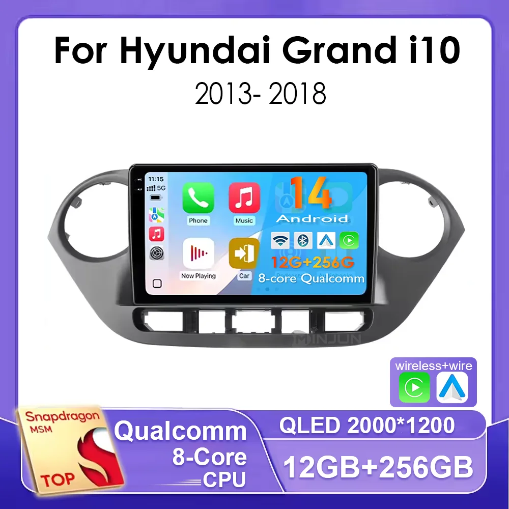 

Android 14 Qualcomm Car Radio For Hyundai I10 2014 - 2017 Wireless Carplay Auto Stereo Player Autoradio 4G+WIFI GPS Navigation