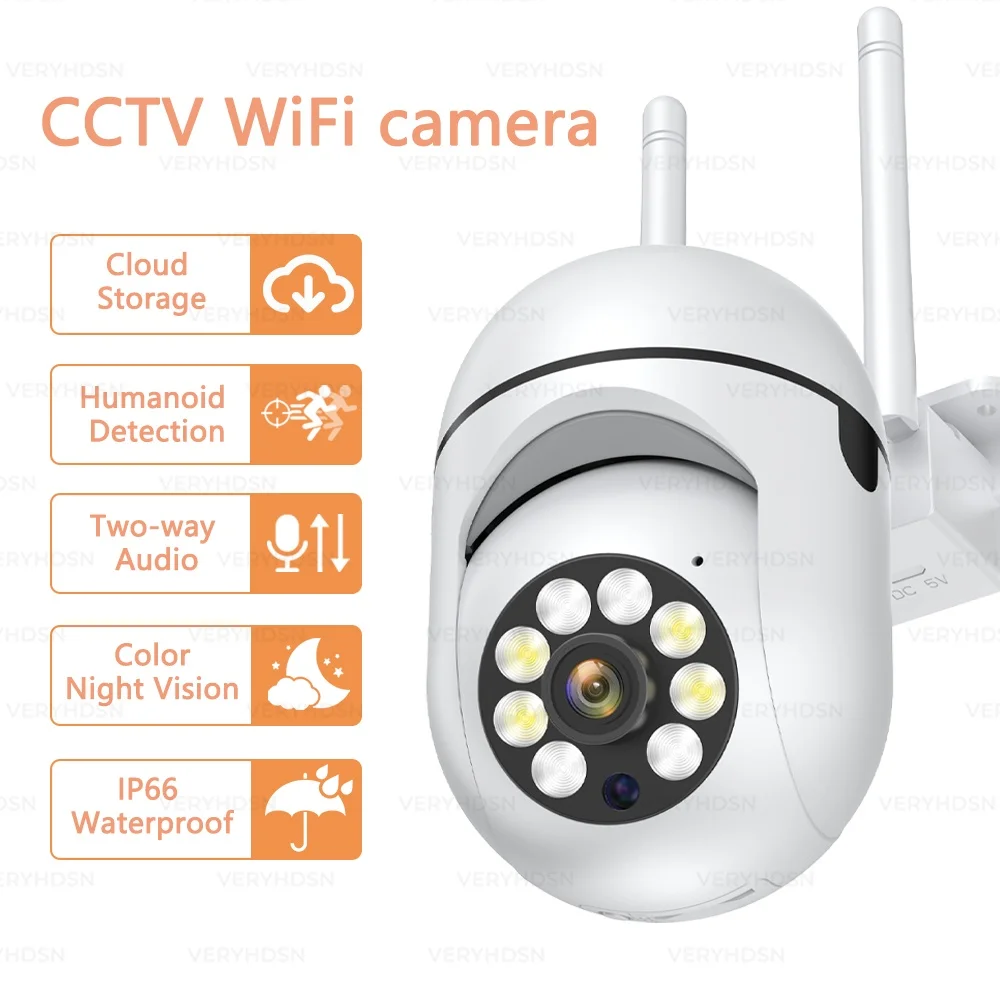 1080P WIFI CCTV Surveillance Camera Color Night Vision Automatic Human Tracking 4X Digital Zoom Outdoors Video Security Monitor