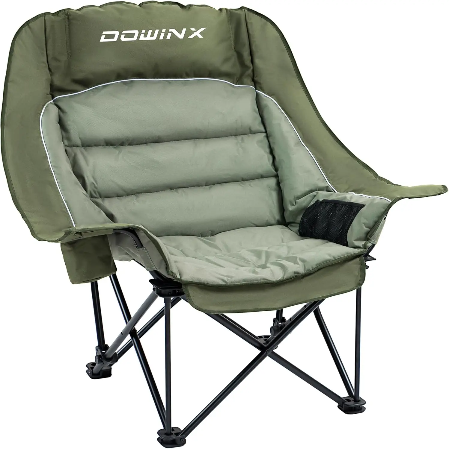 Dowinx Oversized Camping Chair for Adults, Folding with 3 Adjustable Levels, Heavy-Duty 600D Fabric, 400-lb Capacity, Cup Holder