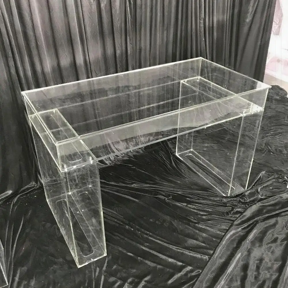 

FSDKX Modern Clear Acrylic Flower Rectangle Table Dinning Table Set Dining Room Furniture Luxurious