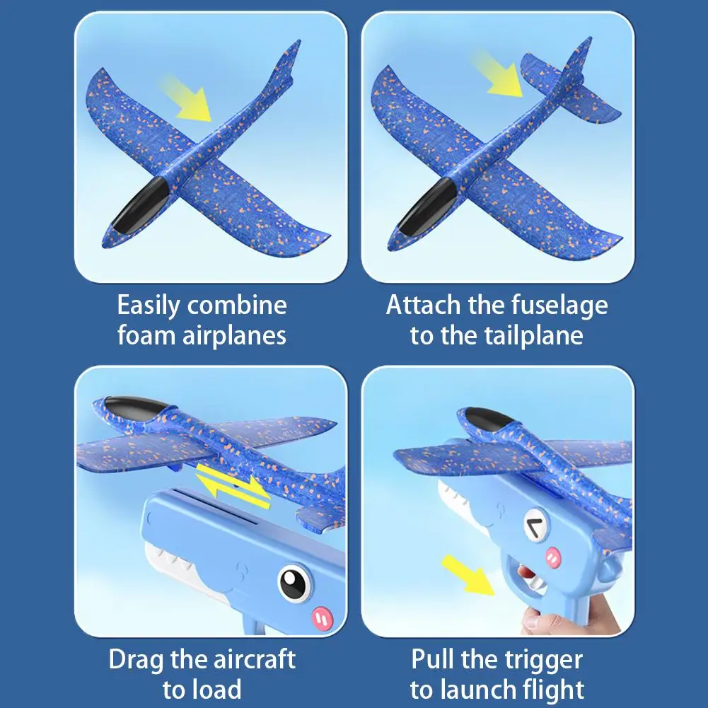 Catapult Aircraft Toys Flight Throw Foam Plane Outdoor Games Launcher Toy Parent-child Interaction Toy random Aircraft color image 6