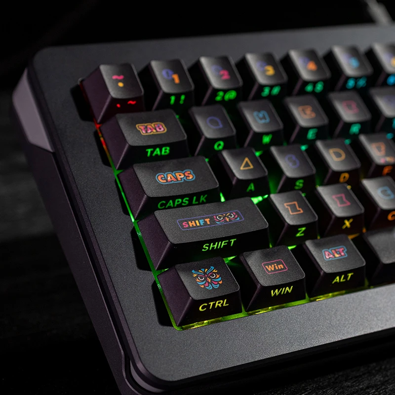 Black Keycaps 130 Keys Dual-engraved Five-sided Heat-sublimation Custom Keycaps HIFI Sound Cherry Mechanical Keyboard Switch