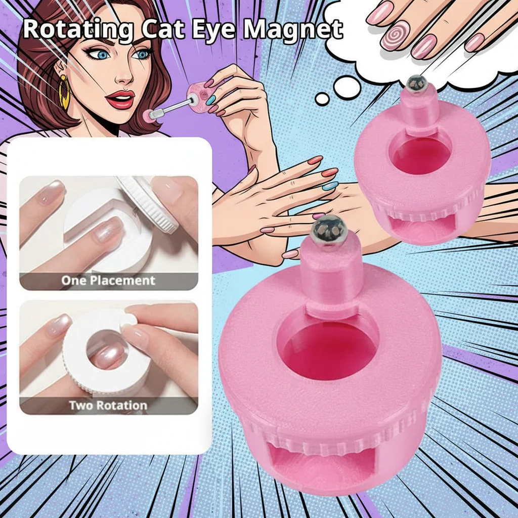 Innovative Rotating Cat Eye Nail Magnet with Wide Light Glass Bead Effect Multifunctional Strong Automatic Magnetic Nail Art for