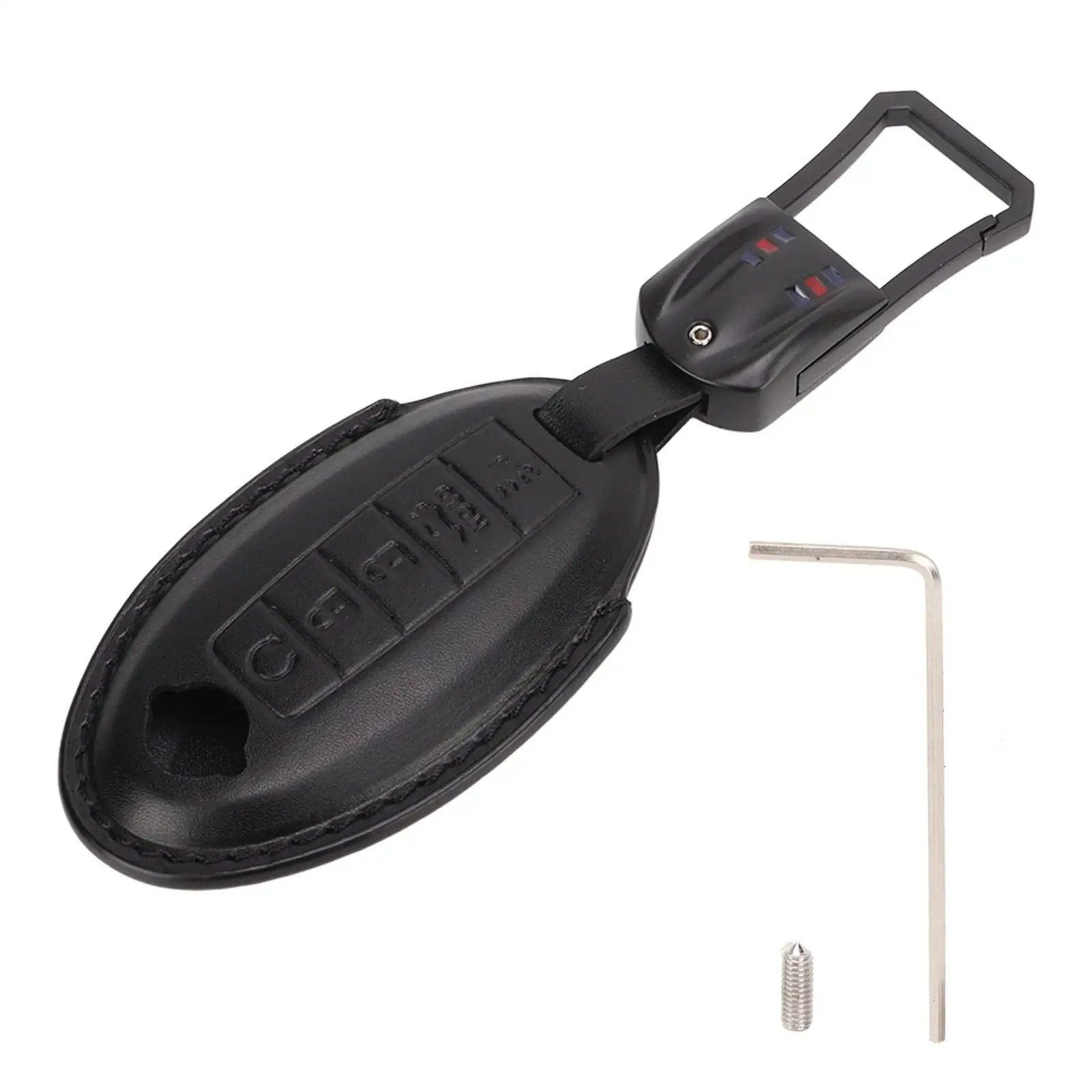 غطاء مفتاح فوب مقاوم للتآكل، حواف جلدية مزدوجة الجوانب، مقاومة للصدمات، غطاء عن بعد للدخول بدون مفتاح للسيارات #1