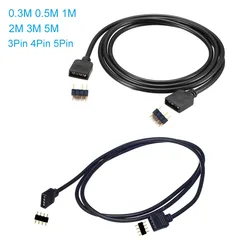0.3M 0.5M 1M 3M 5M 3Pin 4Pin LED RGB RGBW Male to Male / Female to Female Extension Connector Cable with needles