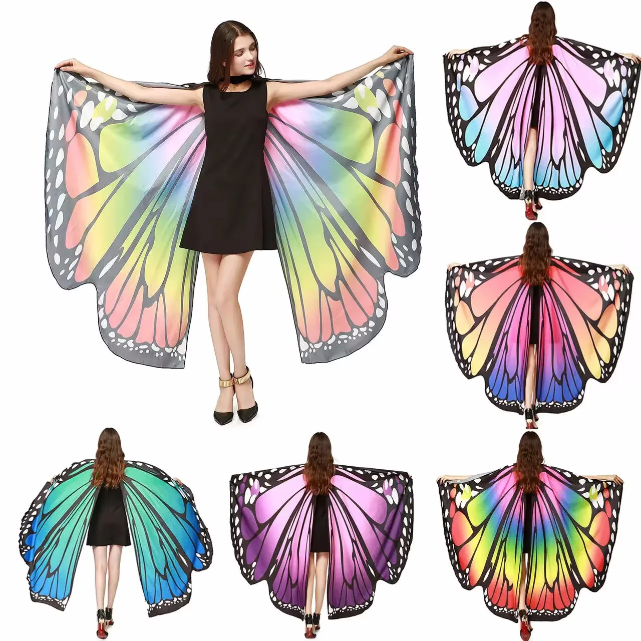 Adult Monarch Butterfly Cape Halloween  Child Butterfly Wings Rainbow  Butterfly Wings Cape Shawl Fairy Ladies Dance Costume