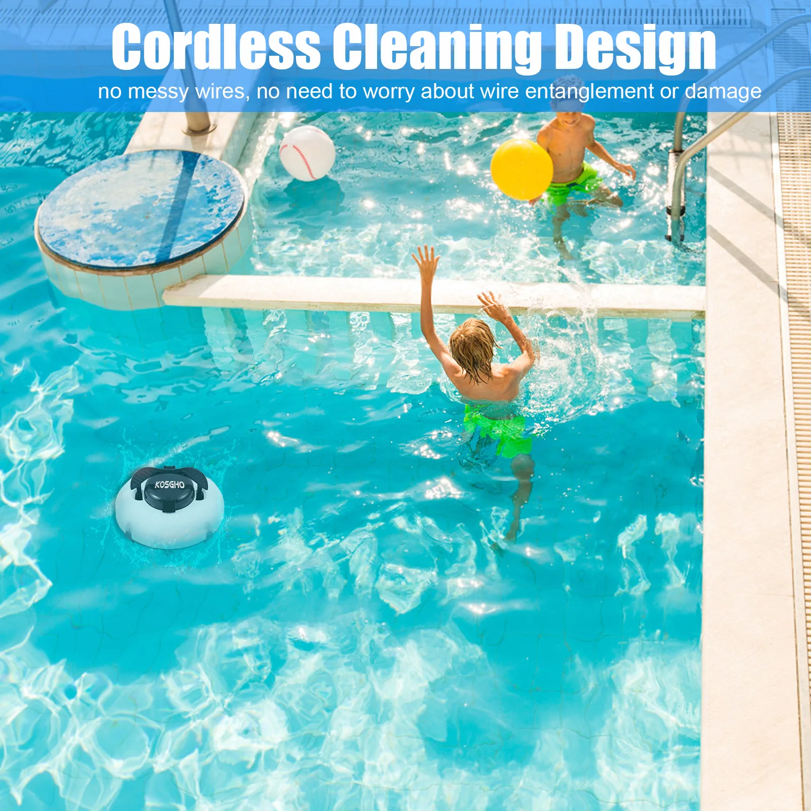 Cordless Robotic Pool Cleaner IPX8 Waterproof Dual-Motor Strong Suction Self-Parking 120Mins Runtime Automatic Pool Vacuum