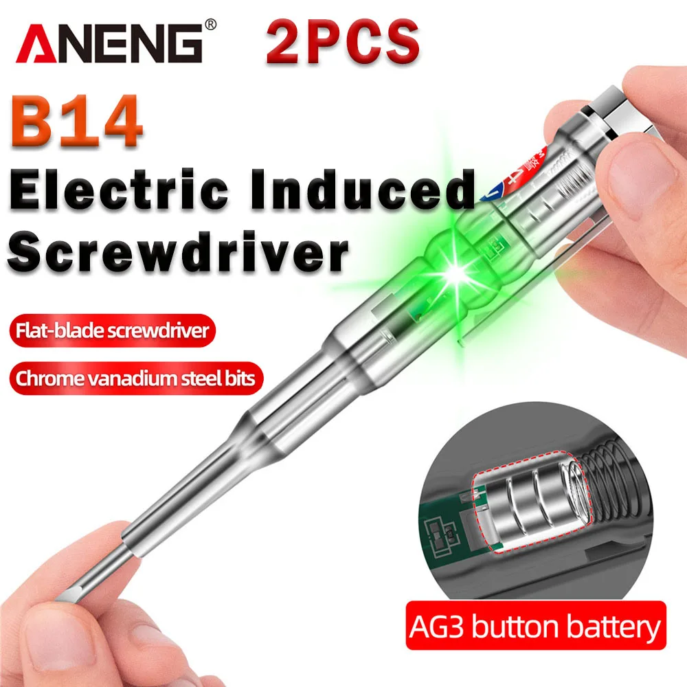 2 Peças Testador de Tensão Elétrica Universal ANENG B14 24-250V com Sonda, Luz Indicadora e Alarme Sonoro, Ferramenta Tipo Lápis