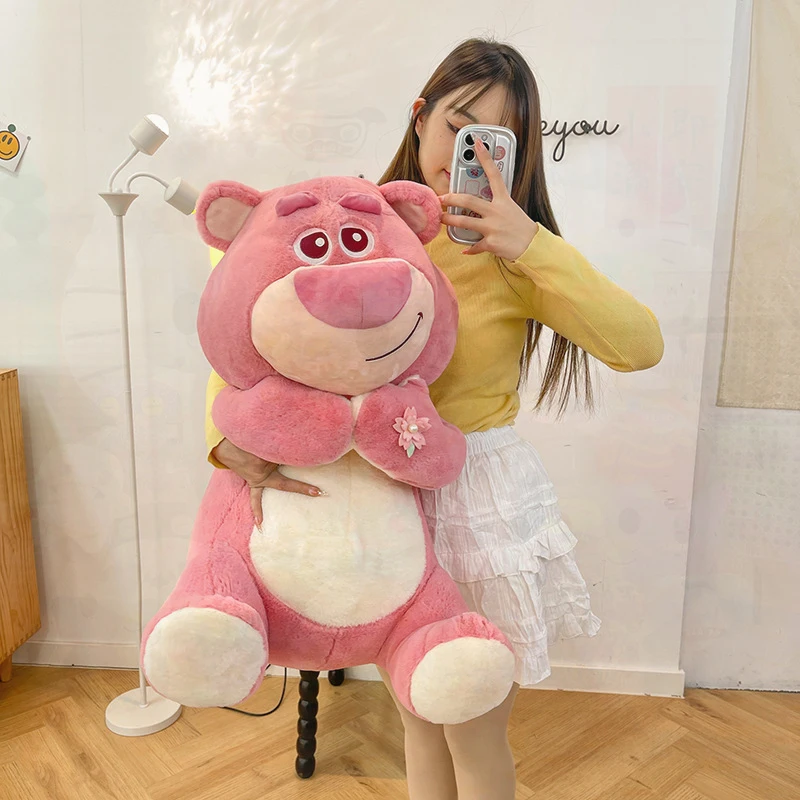 Cute TOPTOY Lotso Strawberry Bear Sleeping Hugging Stuffed Animal Plush Toy Doll for Girls Kids Birthday Gift Bedroom Pillow
