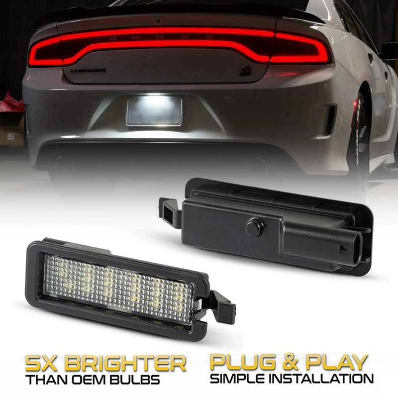 

LED License Plate Light Lamp Assembly Compatible with for Dodge Charger Challenger Chrysler 300 Pacifia Compass 6000K White