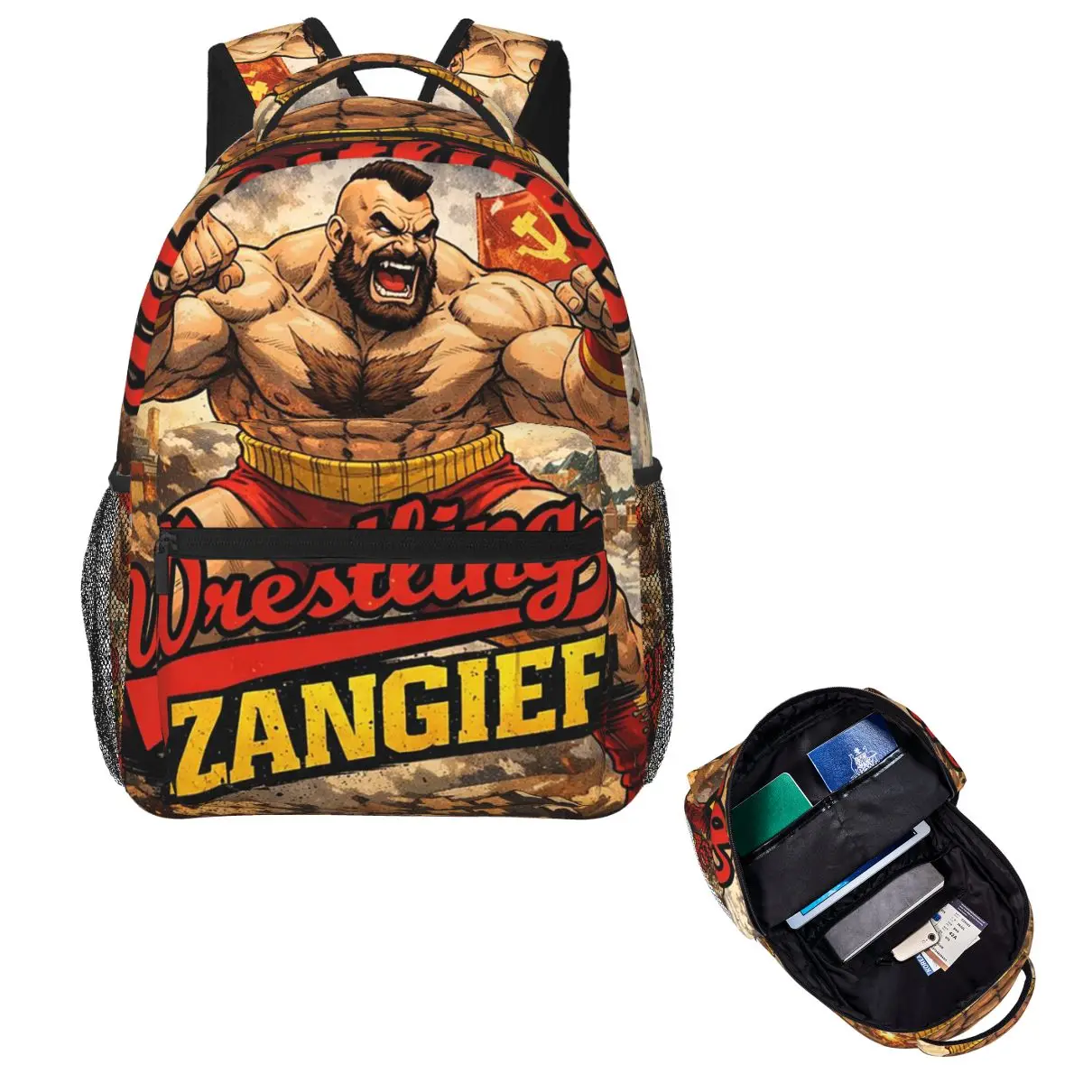 Street Fighter Zangief Wrestling Fighter Student Backpack School Bag Hiking Travel Daypack for Boys Girls Bookbag Shoulder Bags
