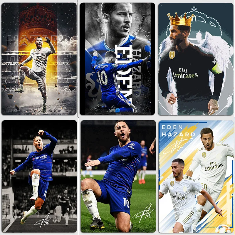 Eden Hazard Football Player Vintage Retro Metal Poster Sign Garage Club Custom Wall Decor Tin Room Decor Home Decor
