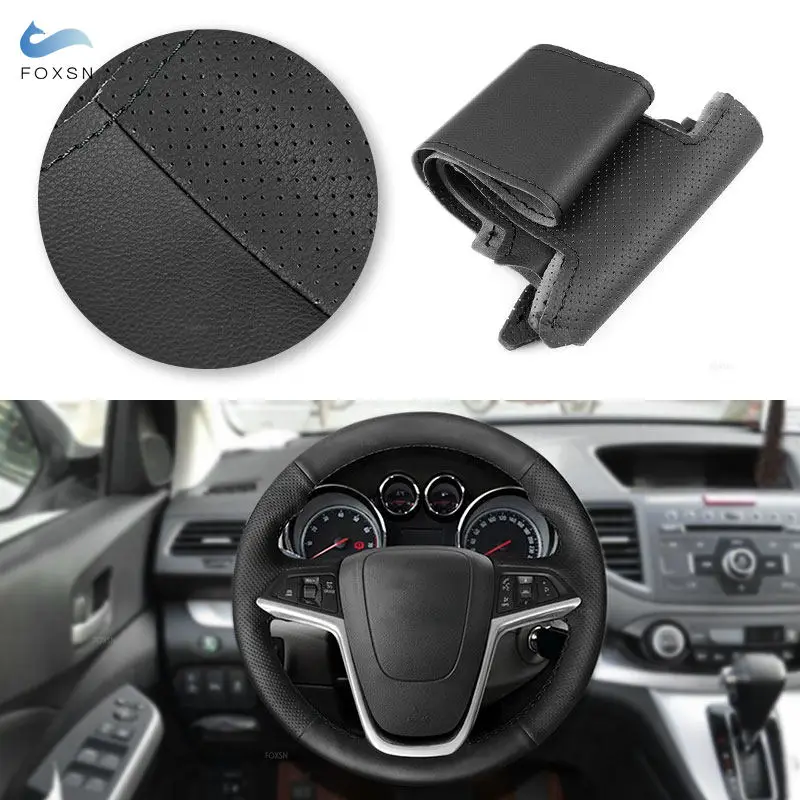 Car Accessories Black Leather Steering Wheel Cover For Opel Vauxhall Astra J 2009-2015 Meriva B 2010 - 2017 Zafira C 2011 - 2016