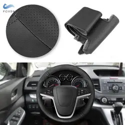 Car Accessories Black Leather Steering Wheel Cover For Opel Vauxhall Astra J 2009-2015 Meriva B 2010 - 2017 Zafira C 2011 - 2016