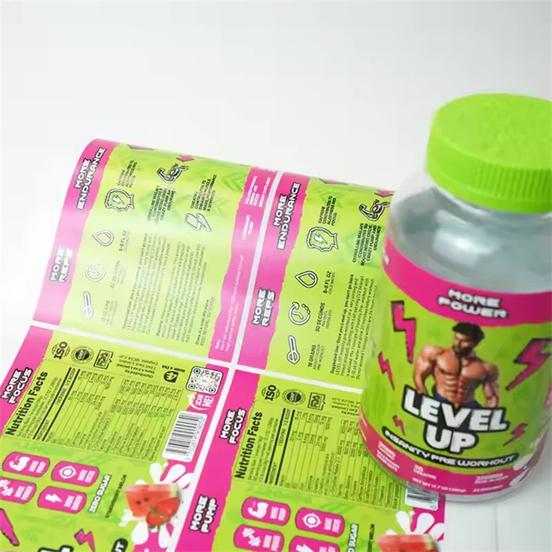 500pcs Custom Waterproof Printing Self Adhesive Spot UV Label Packaging Rectangle Supplement Bottle Customized Label wj51