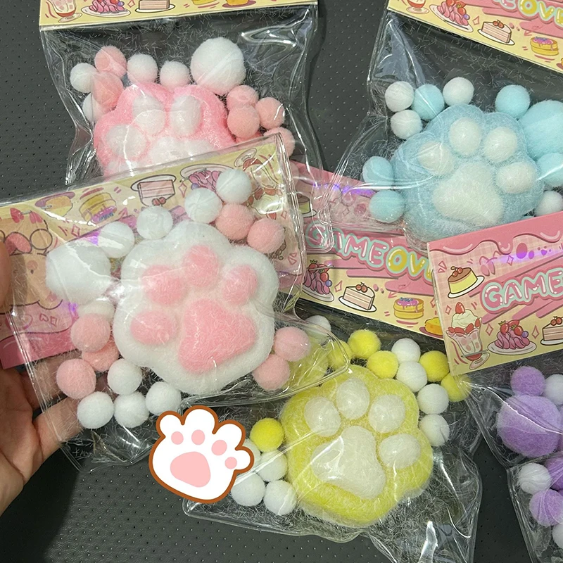 Cute Plush Cat Claw Fidget Toy Soft Slow Rebound Decompression Toys Kawaii Mochi Squishies Stress Relief Squeeze Toy