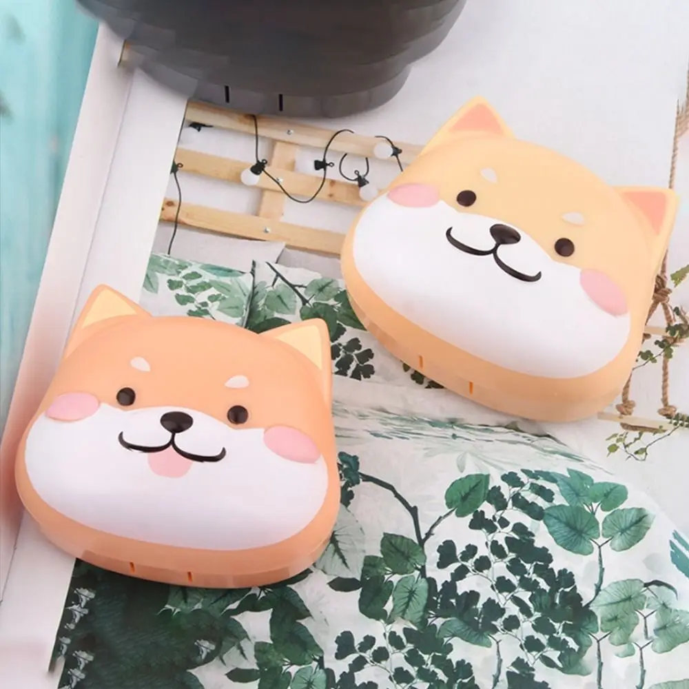 Simple Cute Contact Lens Case Cartoon Dog Shape Contact Lens Care Box Portable Three-dimensional Contact Lens Storage Box Travel