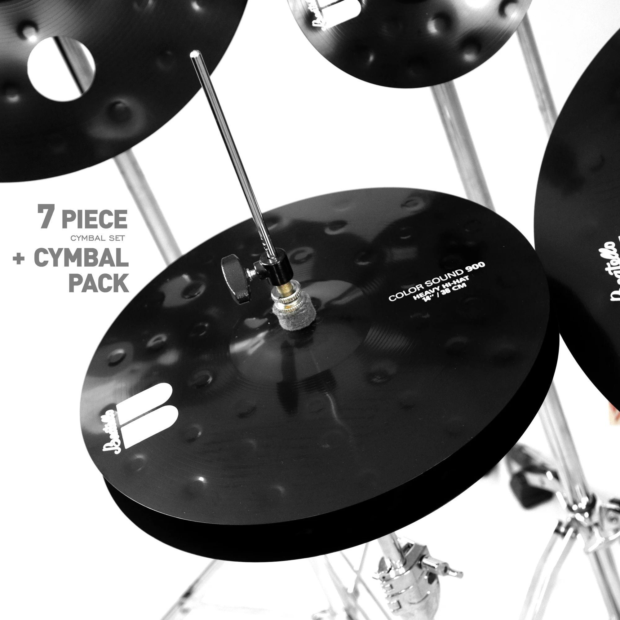 Beatello 7-Piece Black Devil Cymbals Set 8/14/16/18/20 Inch Instrument Cymbals With Black Bag For Drum Players view 5