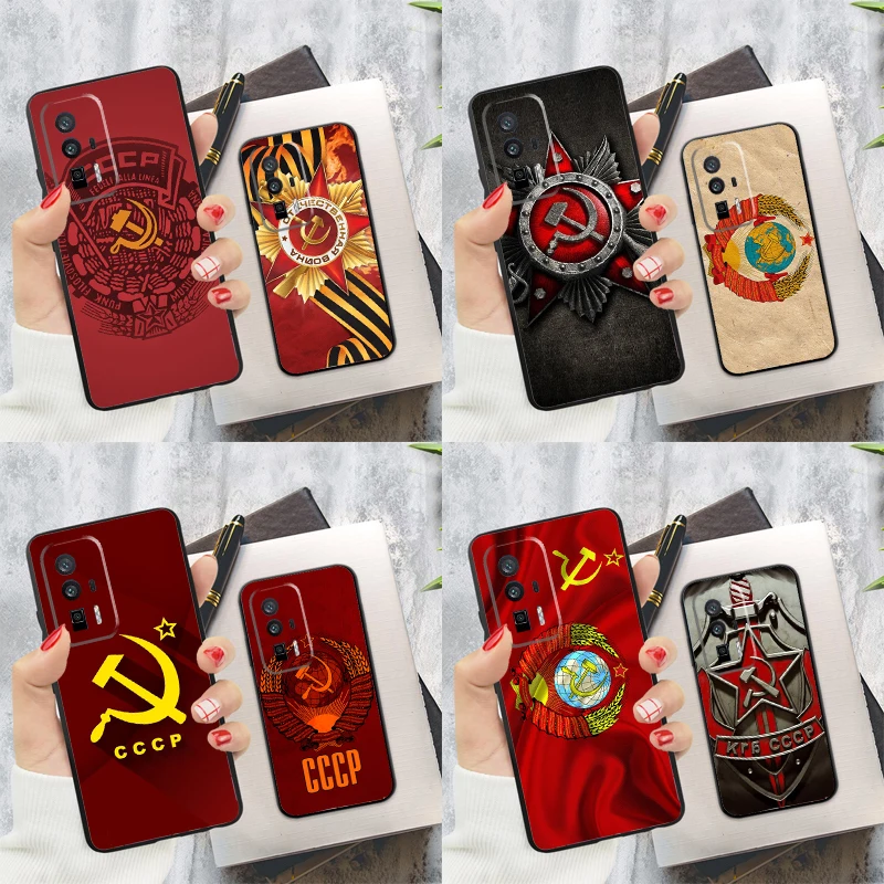 Russia Soviet Emblem Flag Case For Xiaomi 14T 11T 12T 13T Pro 13 14 Ultra POCO X6 Pro M6 X3 X5 M5s F3 F5 F6 Cover