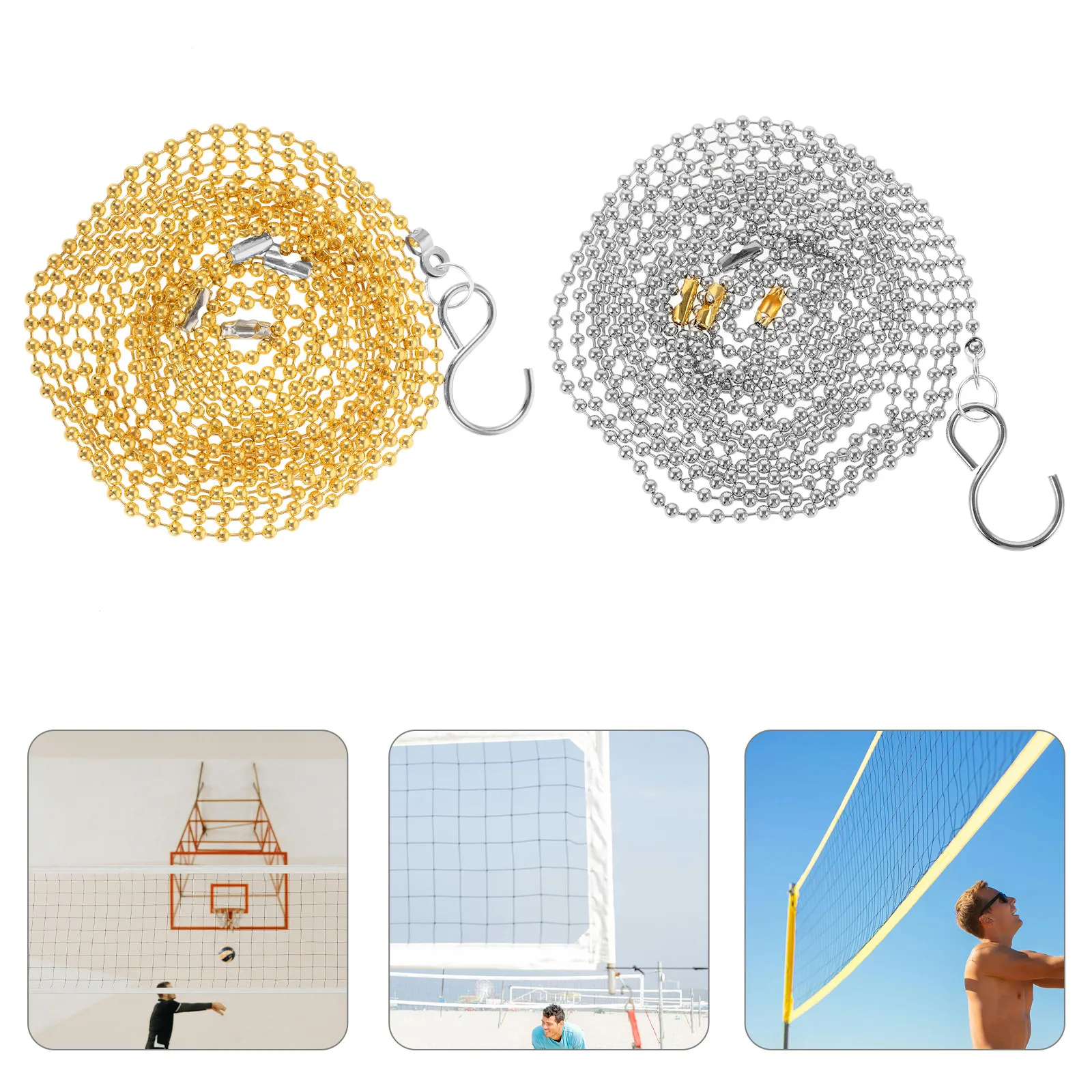 6pcs-volleyball-net-height-chains-silver-gold-metal-beaded-portable-referee-equipment-net-positioning-setter-outdoor-match