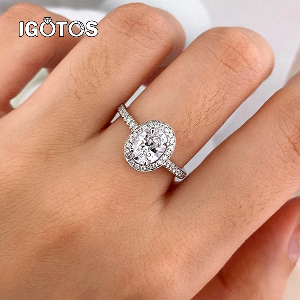 

1ct/5ct Oval Cut Moissanite Diamond Ring for Women S925 Silver Engagement Wedding Bands Sparkling Fine Jewelry with Certificate