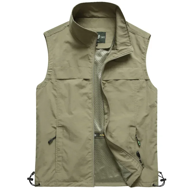 MaiDangDi Men's Casual Style Vest Simple Solid Color Sleeveless Mens Vest Light Thin Mesh Lining Male Top Large Men's Clothing