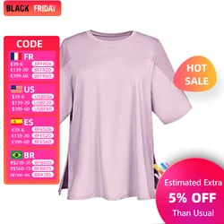 Sport Running T Shirt Women Gym Blouse Cover Butt Workout Top Quick Dry Loose Yoga Pilates Tops Breathable Lightweight Plus Size