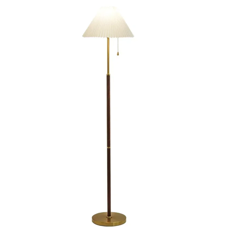 Retro pleated floor lamp living room advanced sense simple bedroom study decorative sense atmosphere zipper floor lamp