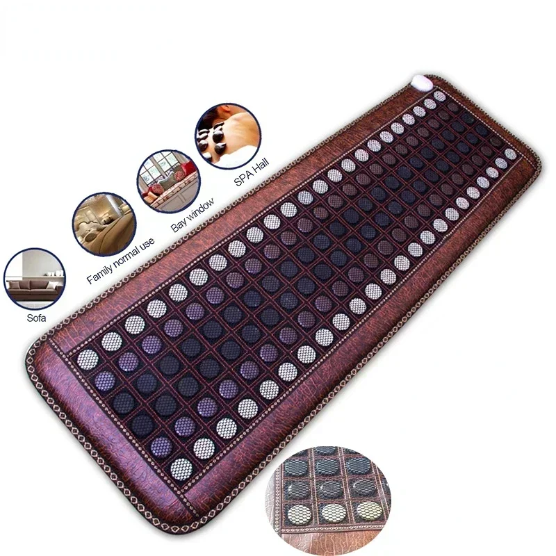 Far Infrared Heating Jade Mat-Adjustable Timer Hot Stones Tourmaline Therapy Pad Natural Stone Heating Pad