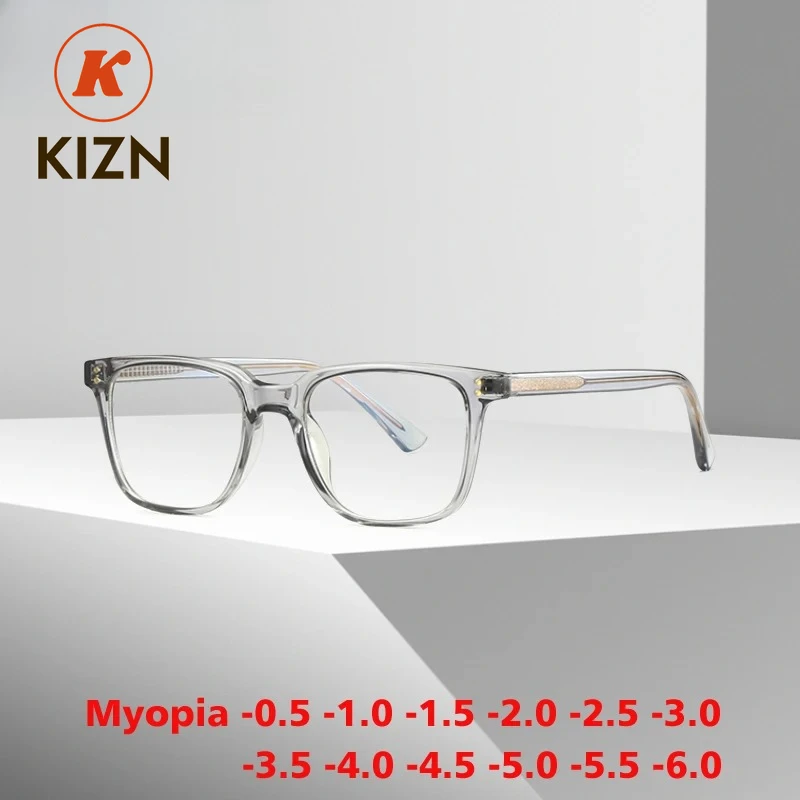 Kizn moda all-match feminino óculos de miopia quadro computador anti-luz azul prescrição óptica personalizável óculos-0.50 a-10