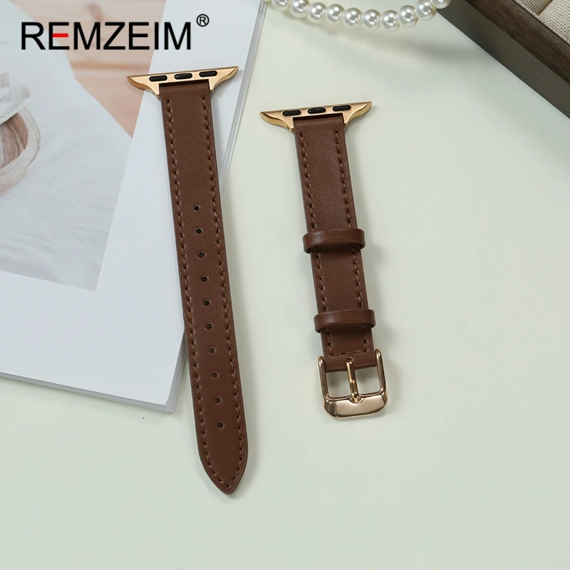 

PU Leather Watch Strap for Apple Watch Ultra 2 38/40/41/42/44/45/46/49mm Belt for Iwatch 10 9 8 7 6 5 4 3 SE Women's Cute Bands