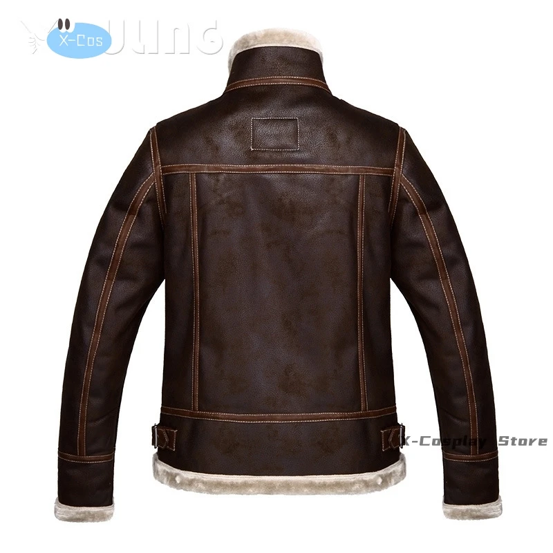 Biohazard Resident 4 Leon S Kennedy Evil Kostüm Ledermantel Jacke Cosplay PU Faur Jacke Langarm Winter Oberbekleidung Herren Junge
