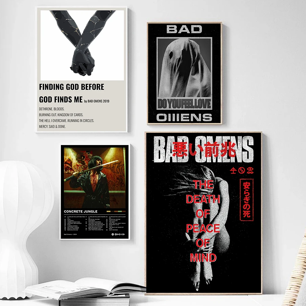 Popular Hot Metal Core Band Bad Omens Posters Music Album Covers Modern Prints Canvas Wall Art Pictures Home Living Room Decor