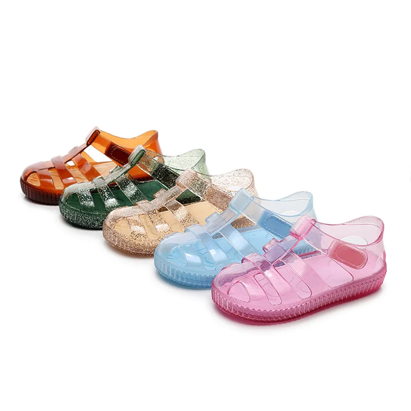 Summer New Girl\'s Baotou Sandals with Hollow Soft Sole Sandals Children\'s Buckle Baby Sandals