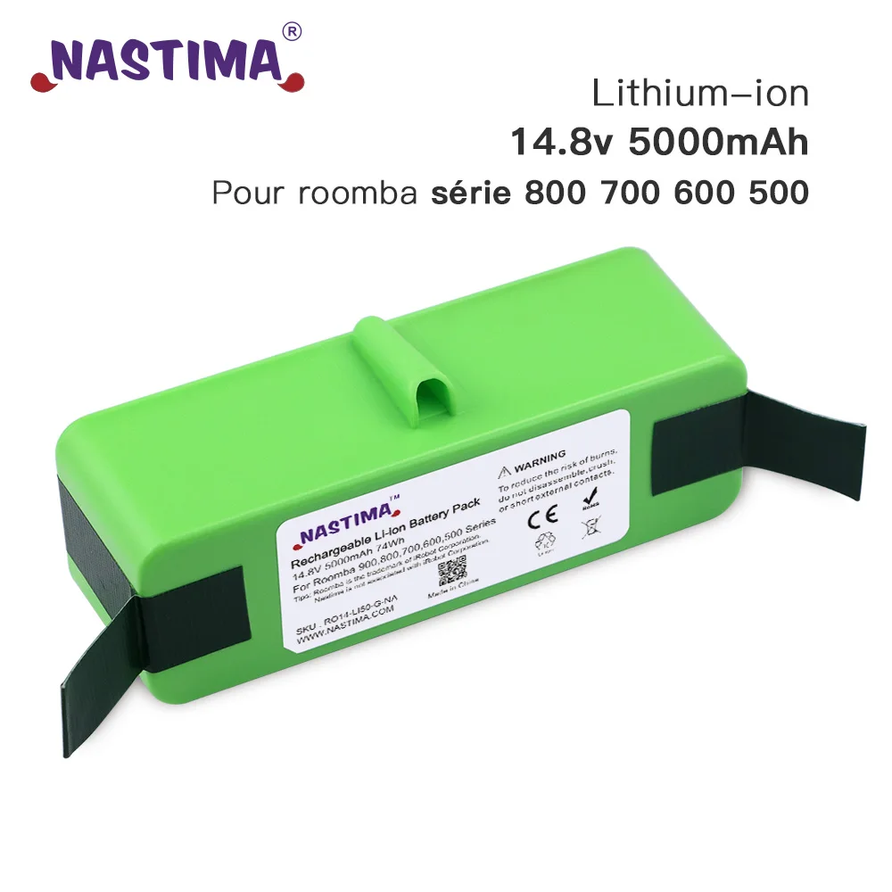 NASTIMA mise à niveau 14.8V 14.4V 5000mAh batterie Lithium-ion pour iRobot Roomba 800 700 600 série 895 890 880 870 860 675 760 770 780