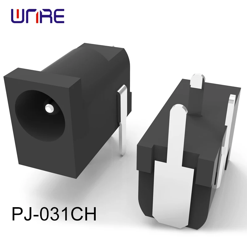 PJ-031CH/PJ-031DH Right Angle DC Power Jack 1.0mm/1.3mm Through Hole Mount High Current Connector ROHS for Industrial Drones