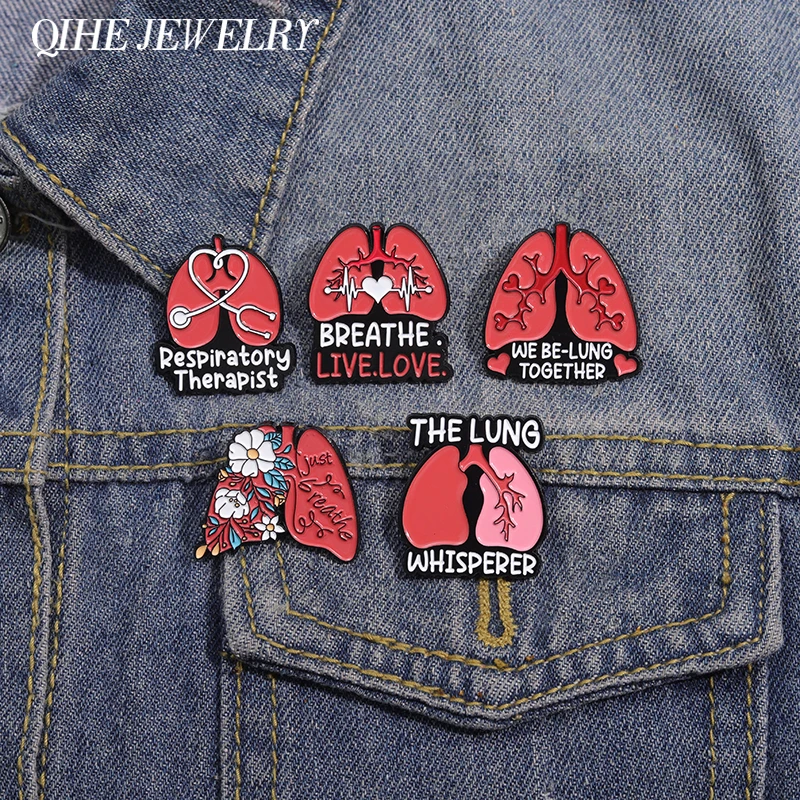 Lung Organ Brooch Enamel Pins Custom We Be Lung Together Brooches Respiratory Therapist Lapel Badges Jewelry Gift Doctors Nurses