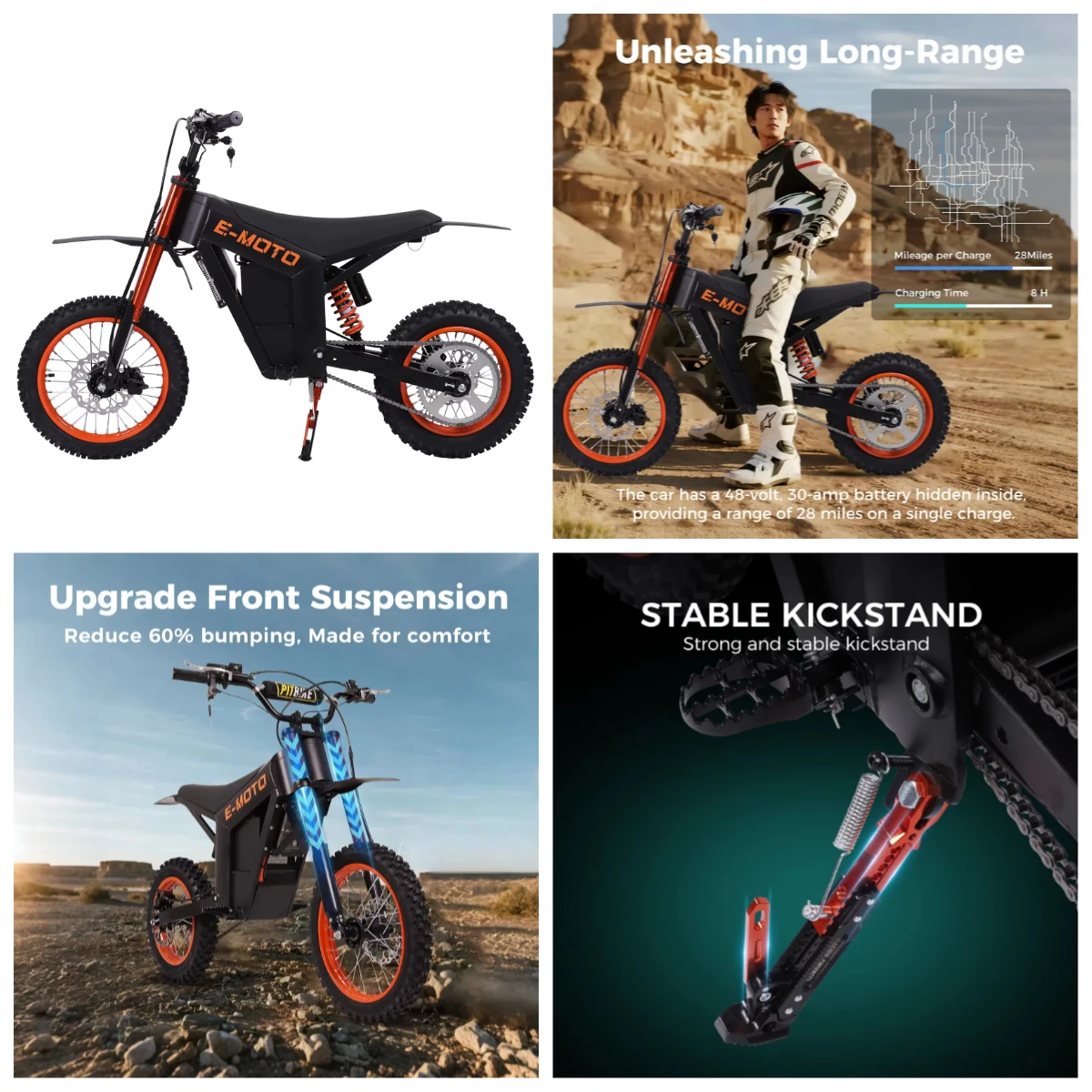 

3000W Off-Road Electric Motorcycle 48V 30Ah Lithium 55km/h Waterproof for Adults