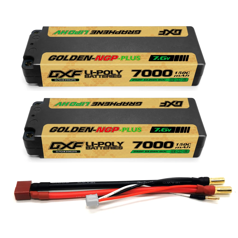 DXF 2S Lipo Akku 7,6V 150C 7000mAh Middle NGP mit 5MM Stecker Hardcase Akku für RC Auto Boot LKW Flugzeug UAV RACING